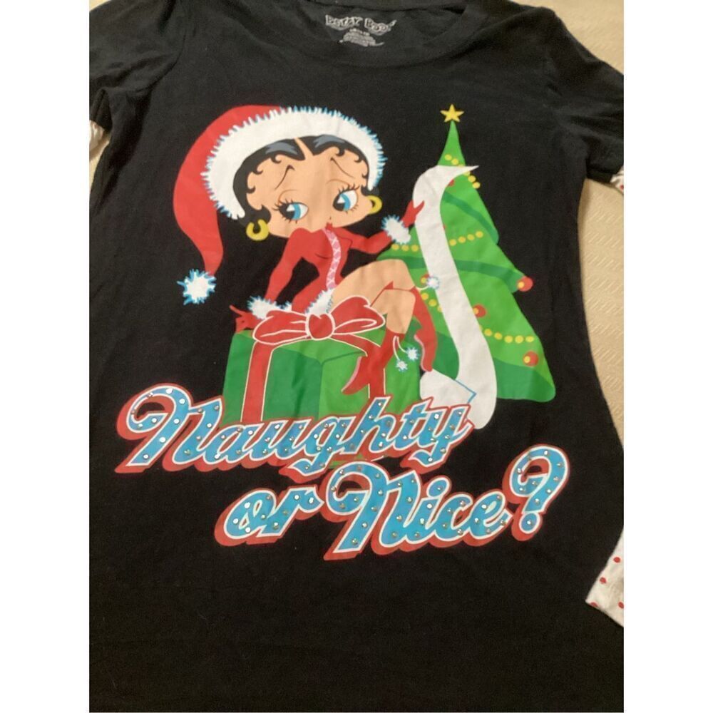Vintage Betty Boop Long Sleeve Christmas Tee Shirt LJ - Picture 2 of 5